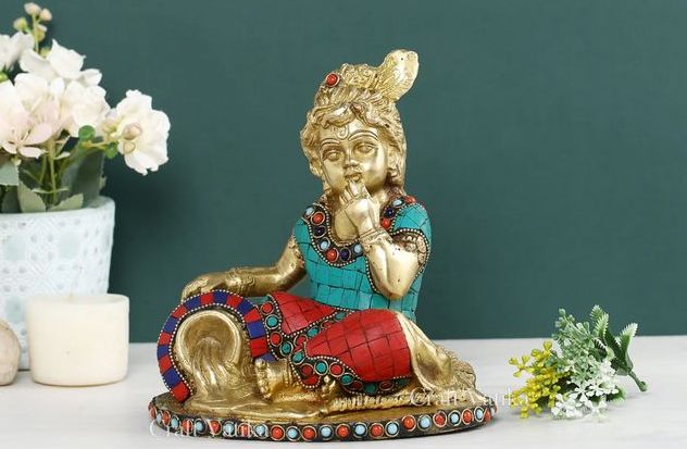Brass Makhan Krishna Idol