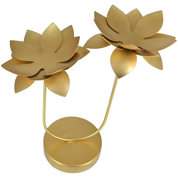 Tealight Candle Holder for Home Decoration, Festiv Decor Lotus Design Tealight Candle Holder, Diwali Decoration Items, Pooja Decorations Items, Christmas Decor Gifts for Home Office Family(TCMH494-1BOX)