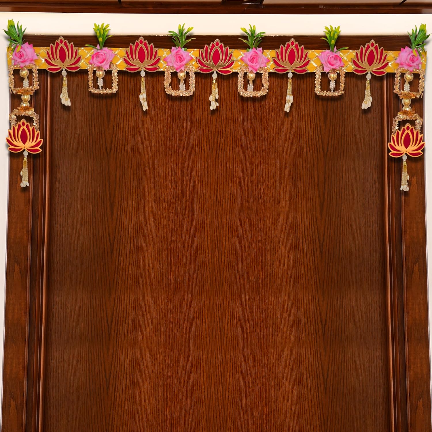 Toran for Main Door Entrance Lotus Flower Bandhanwar Torans for Deepawali Decor (3.5 Ft Length) (TORAN206)