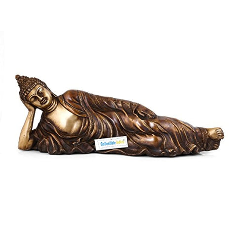 Resting Buddha Antique Brass Idol Statue
