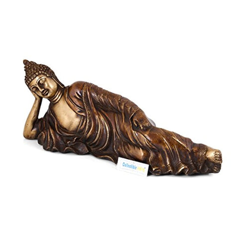 Resting Buddha Antique Brass Idol Statue
