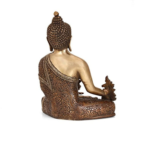  Brass Medicine Buddha Idol With Scared Kalash Statue 