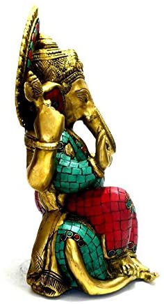 Ganpati idol Sitting on Mooshak Mouse Decorative Sculpture