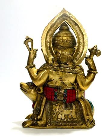 Ganpati idol Sitting on Mooshak Mouse Decorative Sculpture