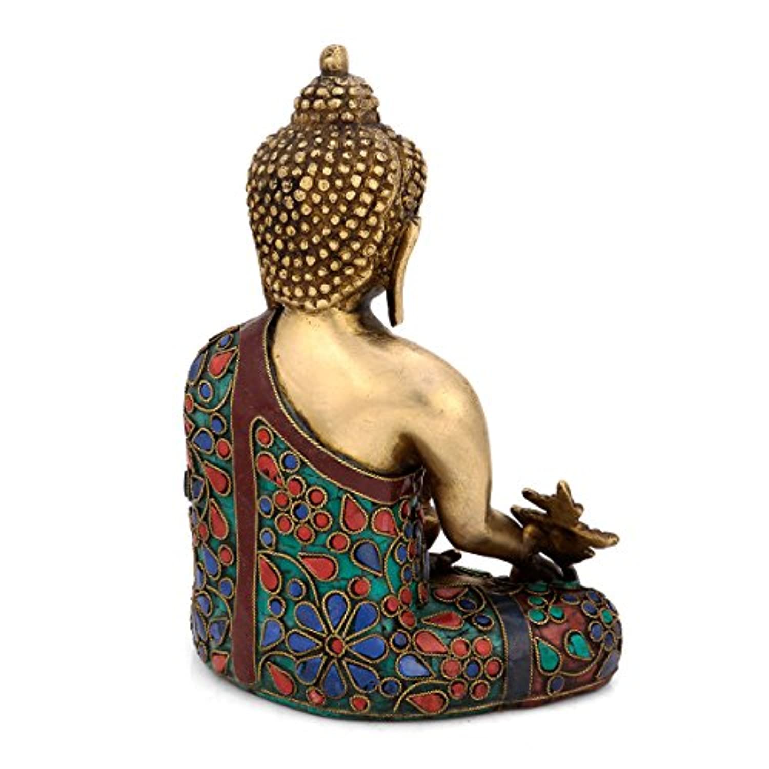 Brass Lord Buddha Idol With Scared Kalash Sculpture