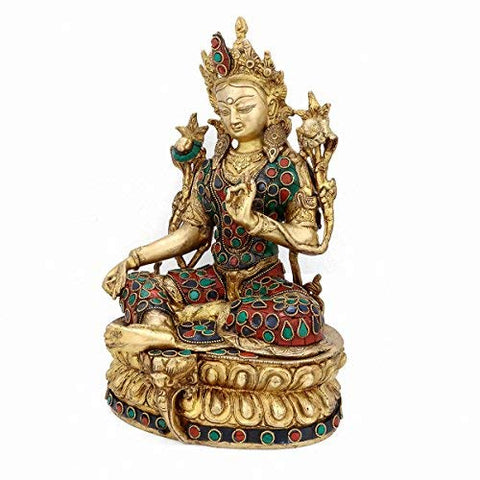 Multicolored Blessing Tara Buddha Brass Statue Tts106-New