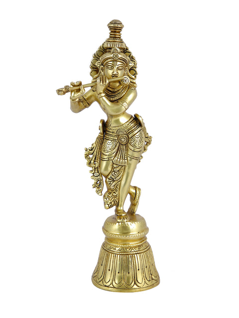Brass Krishna Idols Showpiece Flute Playing Krishan  Kbs151