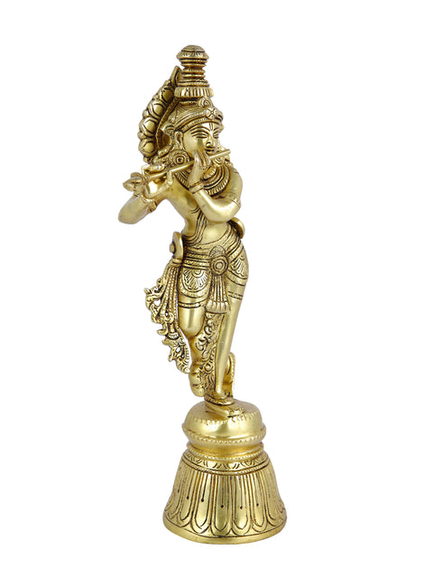 Brass Krishna Idols Showpiece Flute Playing Krishan  Kbs151