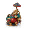 Brass Laughing Buddha Statue Sitting Under Umbrella-Bts198