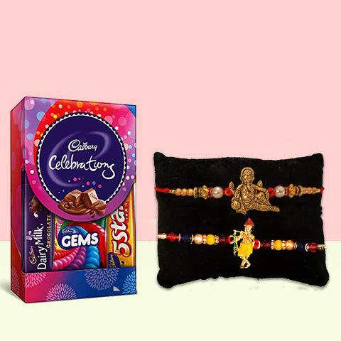 Set of 2 Rakhi For Brother With Chocolate Combo at CraftVatika