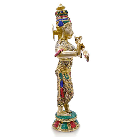 Large Handmade Brass Krishna Idol, 23 Inches Height