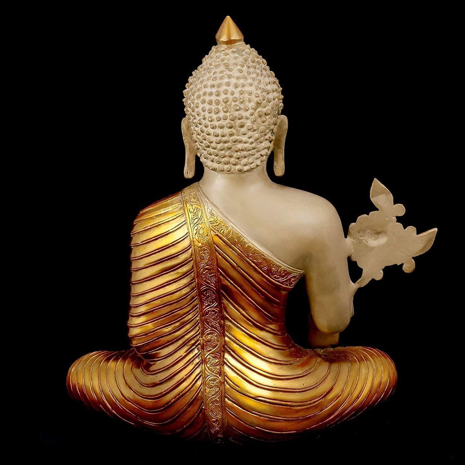 Meditating Lord Buddha Brass Idol With Scared Kalash Statue