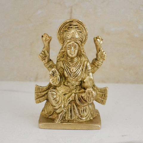 Brass Lakshmi Ganesh Saraswati Idol (4.1 Inches Height), LGBS182