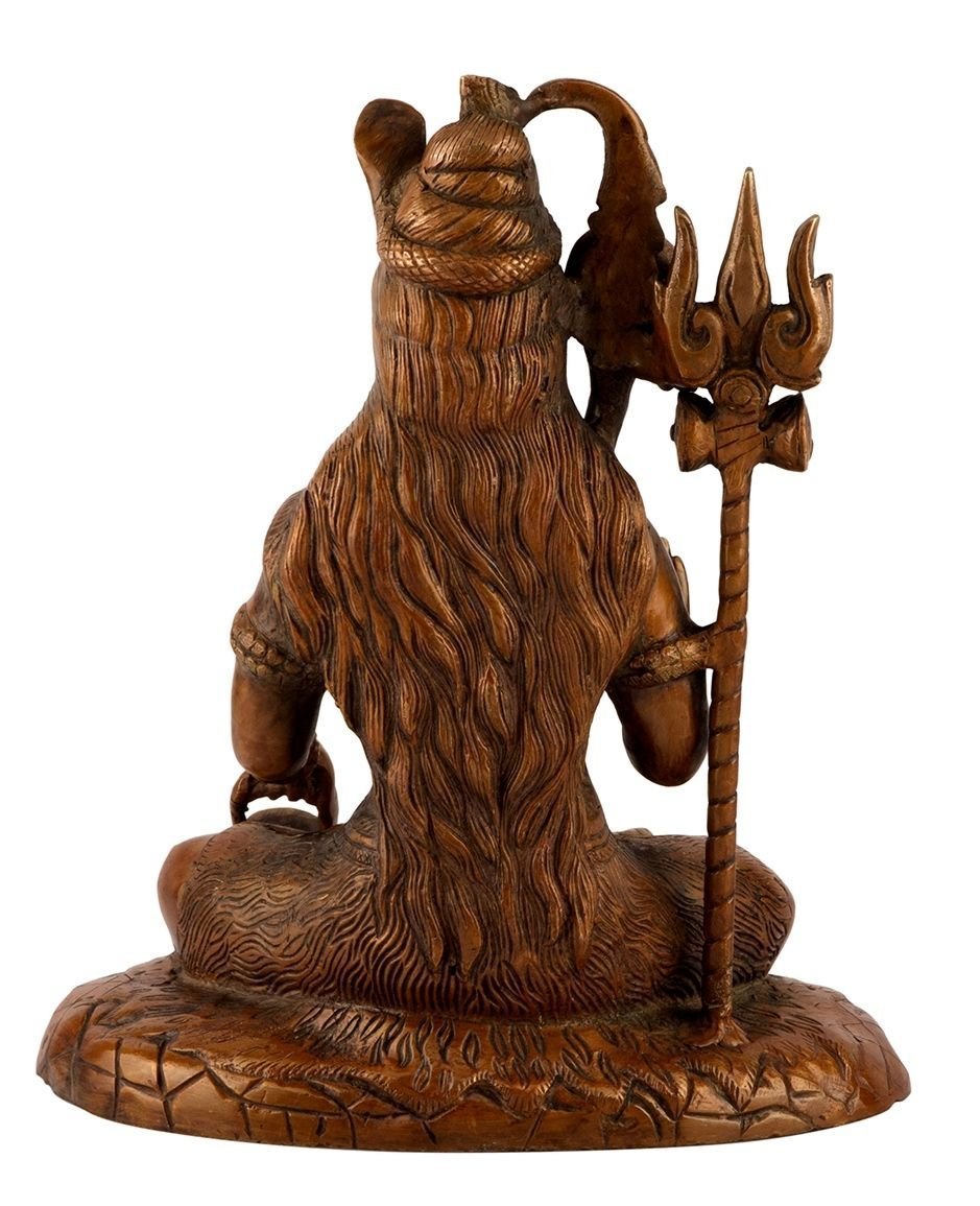 Brass Lord Shiva Idol With Brown Polish