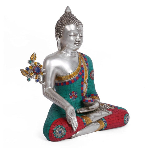 Meditating Buddha Mudra Pose Idol Brass Showpiece Set Bts245