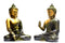 Set Of 3 Antique Brass Buddha Idol Statues, Earth Touching, Blessing, Medicine-Bts232