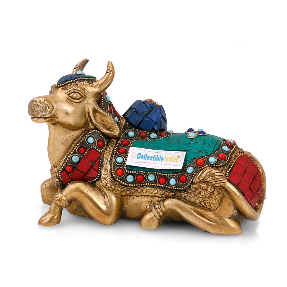 Divine Nandi Bull Brass Statue for Worship & Decor