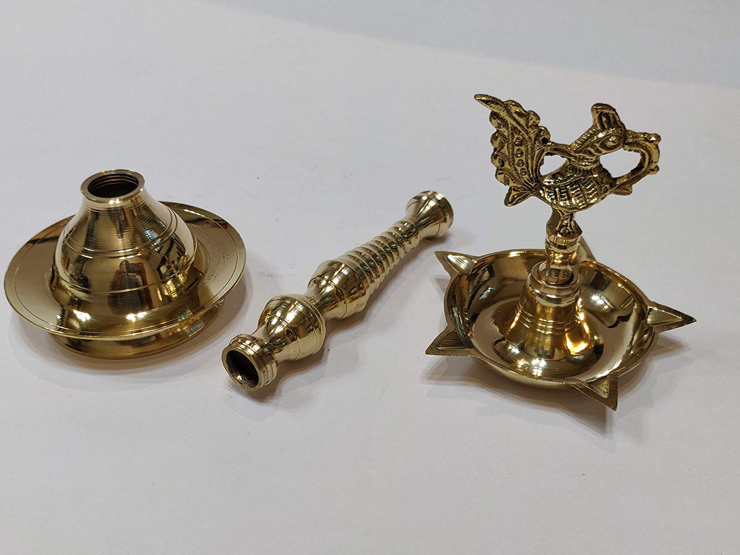 Brass Peacock Mahabharat Diya Oil Lamp Stand Showpiece