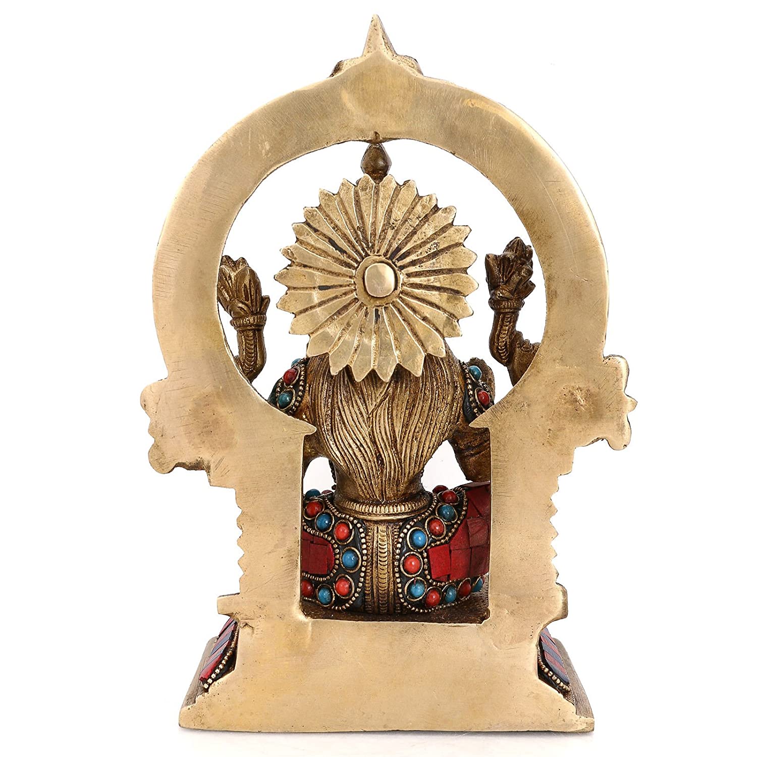 Brass Laxmi Ganesha Idol Murti Sitting On Singhasan Statue
