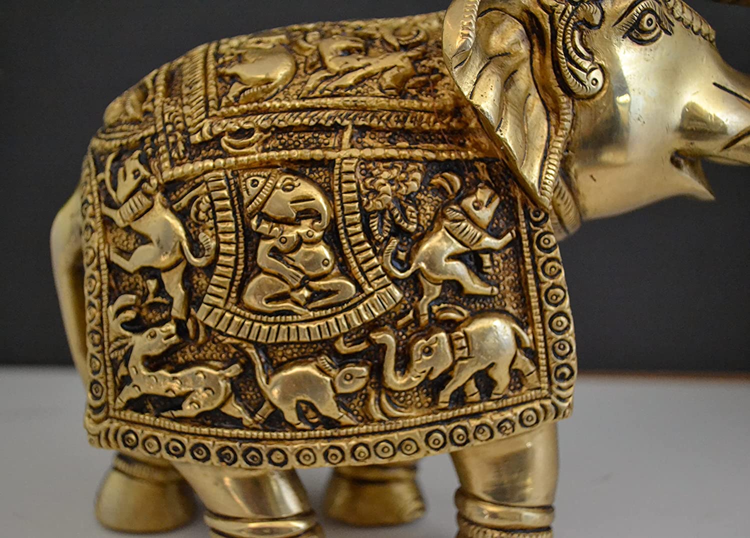 Brass Elephant Trunk Up Decorative Showpiece