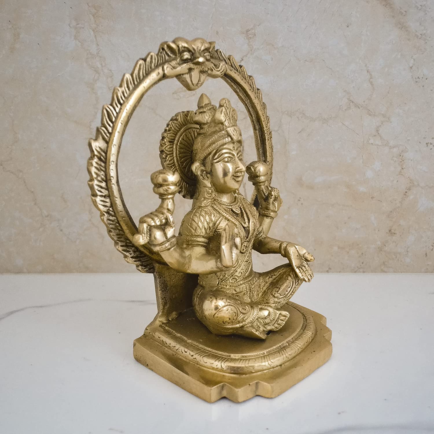 Goddess Lakshmi Sitting Posture Brass Idol
