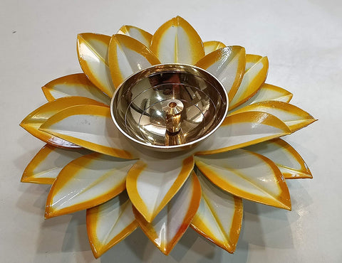 Brass Diya Lotus Kamal Patti Deepak Oil Lamp Stand Puja Home Decor Gift