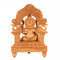 Lord Ganpati Sitting on Singhasan Wooden Figurine