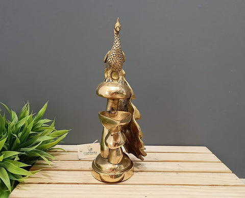 Peacock Sculpture Brass Oil Lamp Diya Stand Showpiece