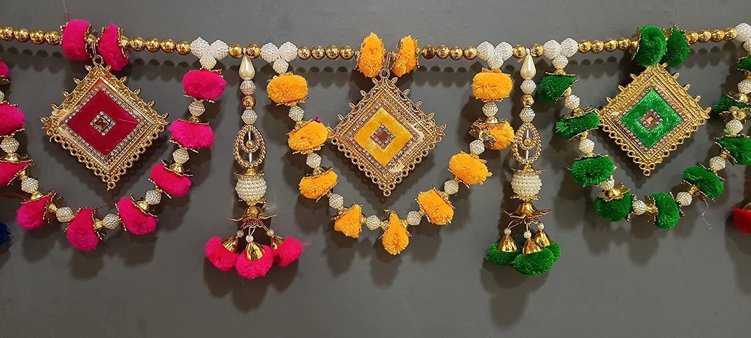 Colorful Pompom with Beads Bandarwal