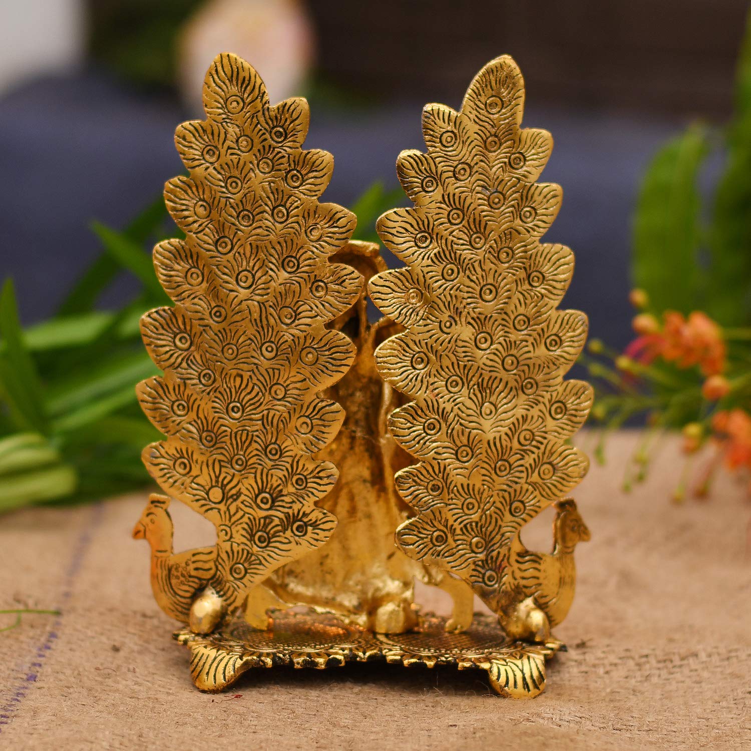 Metal Radha Krishna Idol Statue With Diya Oil Lamp Showpiece Rkbs105