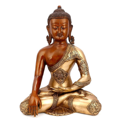 Brass Meditating Bhumisparsha Buddha Idol Statue Bbs269