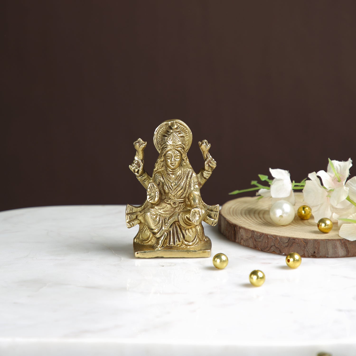 Goddess Lakshmi Sitting Posture Brass Idol