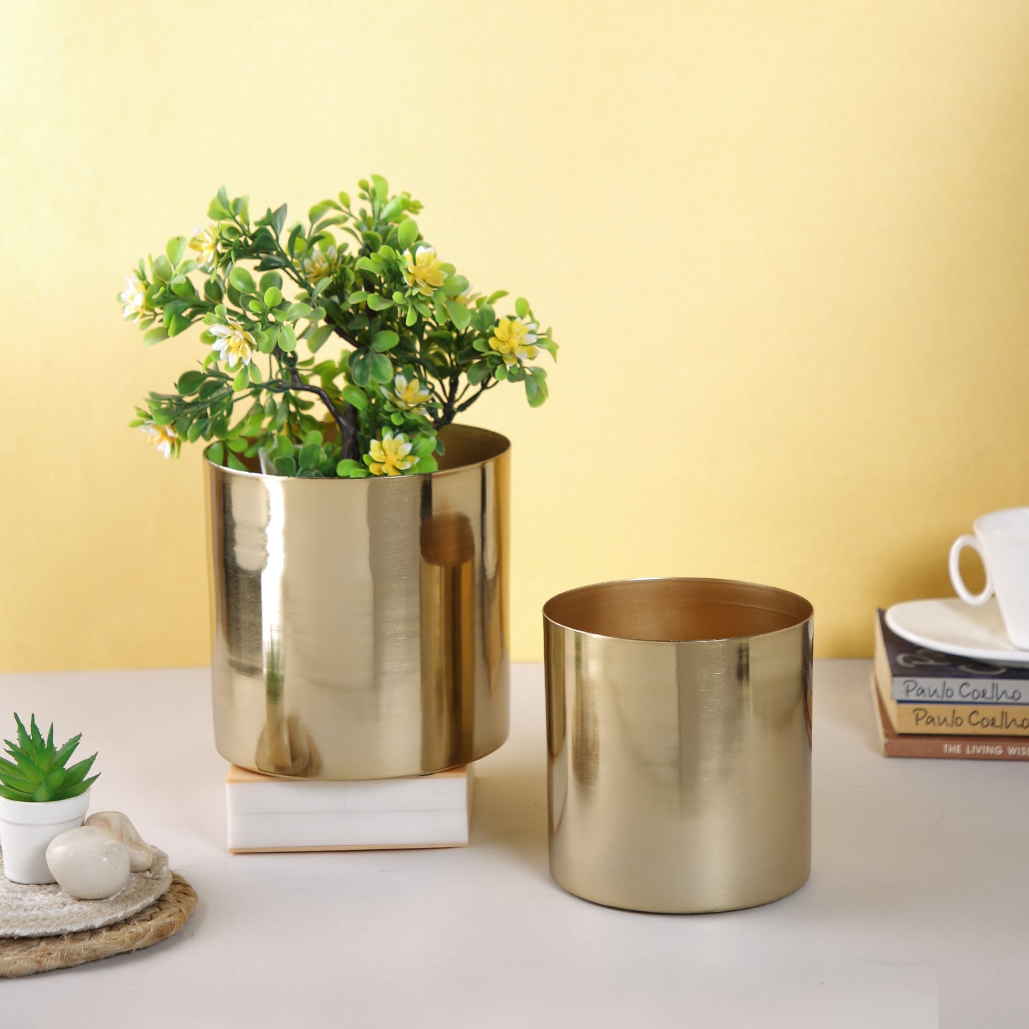 brushed gold plant pot Buy online Metallic Gold Planter Pot Set of 2 DFMS469 – CraftVatika