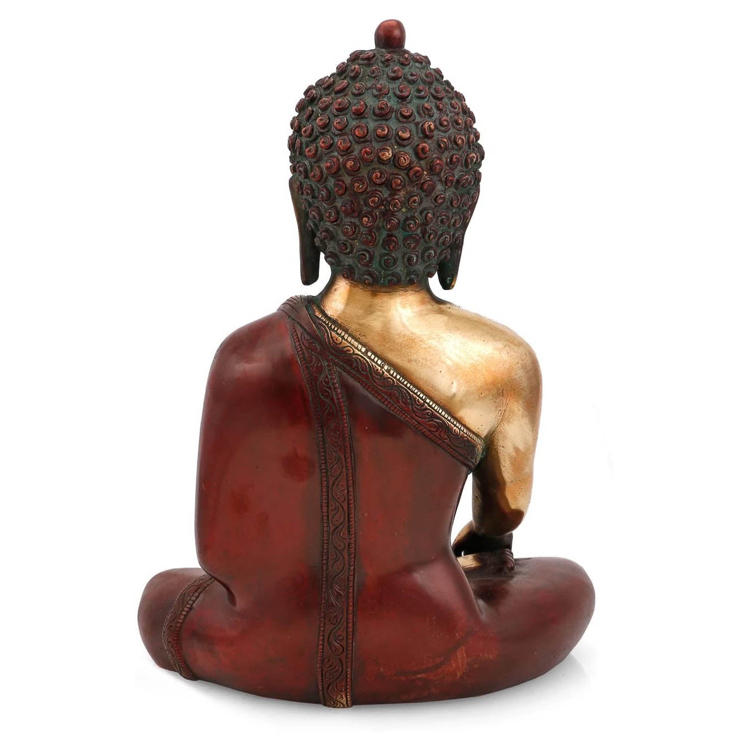 Brass Bhumispara Buddha Idol With Scared Kalash Statue