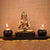 Blessing Buddha Brass Idol On Wooden Base With Tealight Candle Holder Statue Bbs257