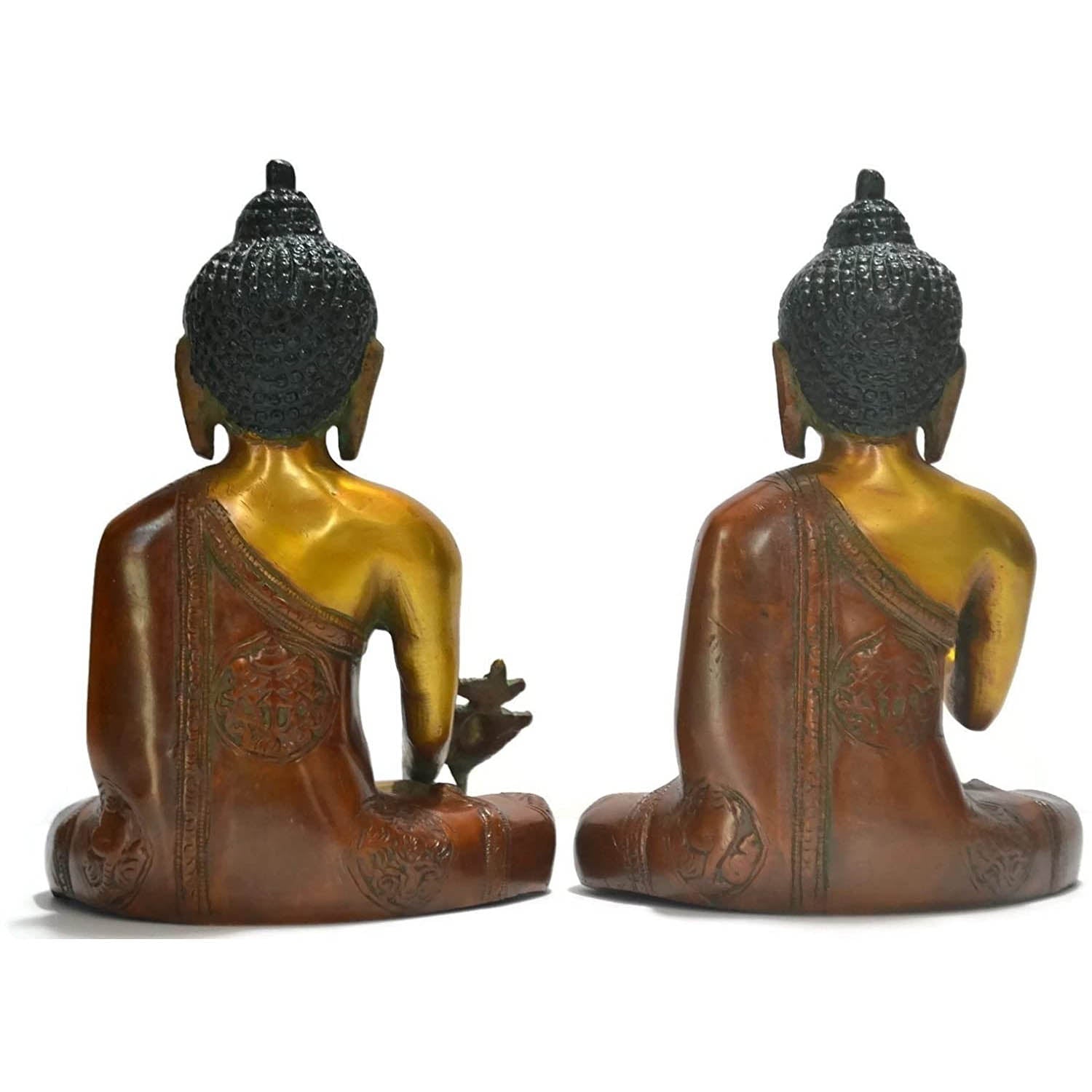 Blessing Meditating Abhaya Buddha Idol Brass Showpiece Set