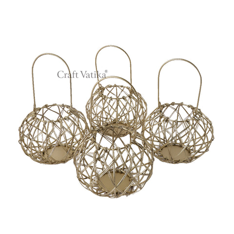 Metal Cage Round Tealight Candle Holder