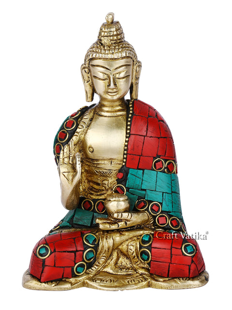 Multicolored Blessing Buddha Idol Showpiece Bts192-New