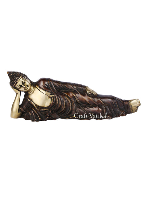 Resting Buddha Antique Brass Idol Statue Bbs252