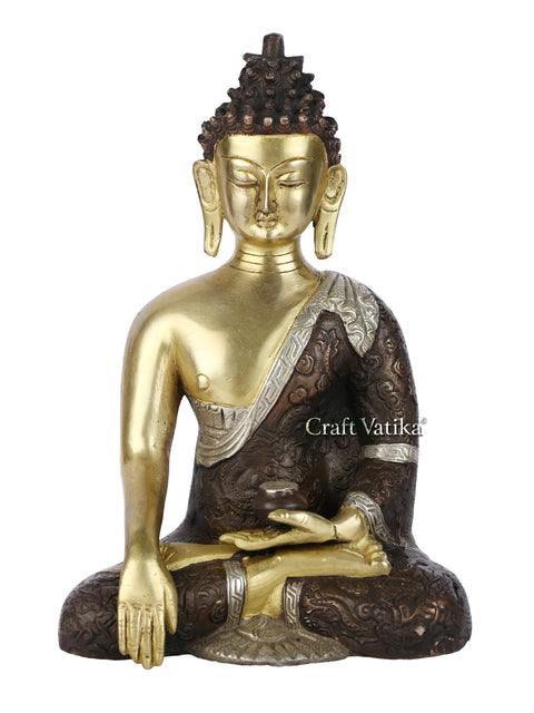 Brass Blessing Buddha Idol With Sacred Kalash Statue Bbs167