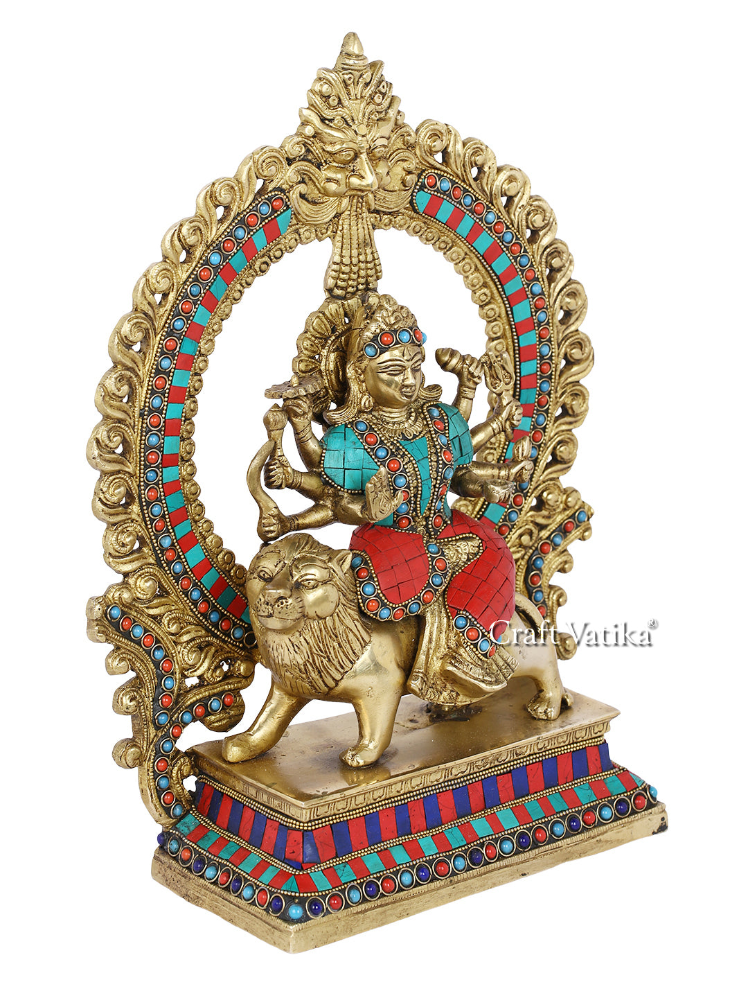 Brass Sitting On Tiger Durga Statue Dts105