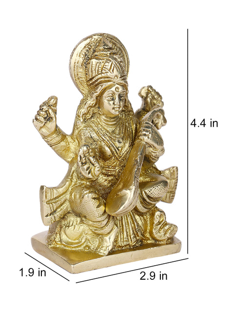 Brass Lakshmi Ganesh Saraswati Idol (4.1 Inches Height), Lgbs182
