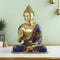 Brass Blue Buddha Statue Idol With Inlay Stone Work,Multicolor-Bts212,14X11X7 Inches