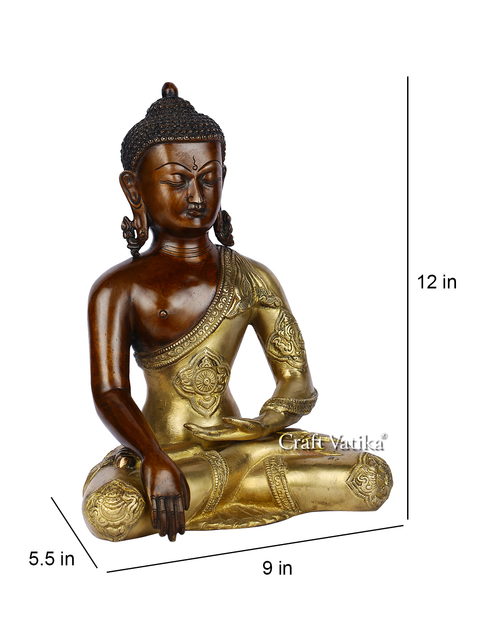 Brass Meditating Bhumisparsha Buddha Idol Statue Bbs269