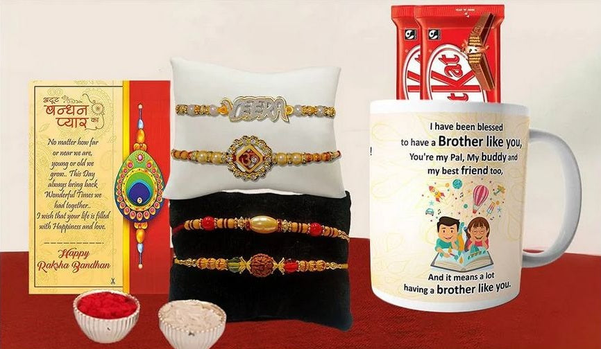Get customized gifts such as Rakhi with mugs to add a special personal touch to the festival.