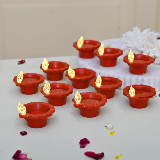 6 Pcs Water Sensor Diya for Home Decoration - Water diyas for Diwali Electric Flameless & Smokeless LED Diya Lights