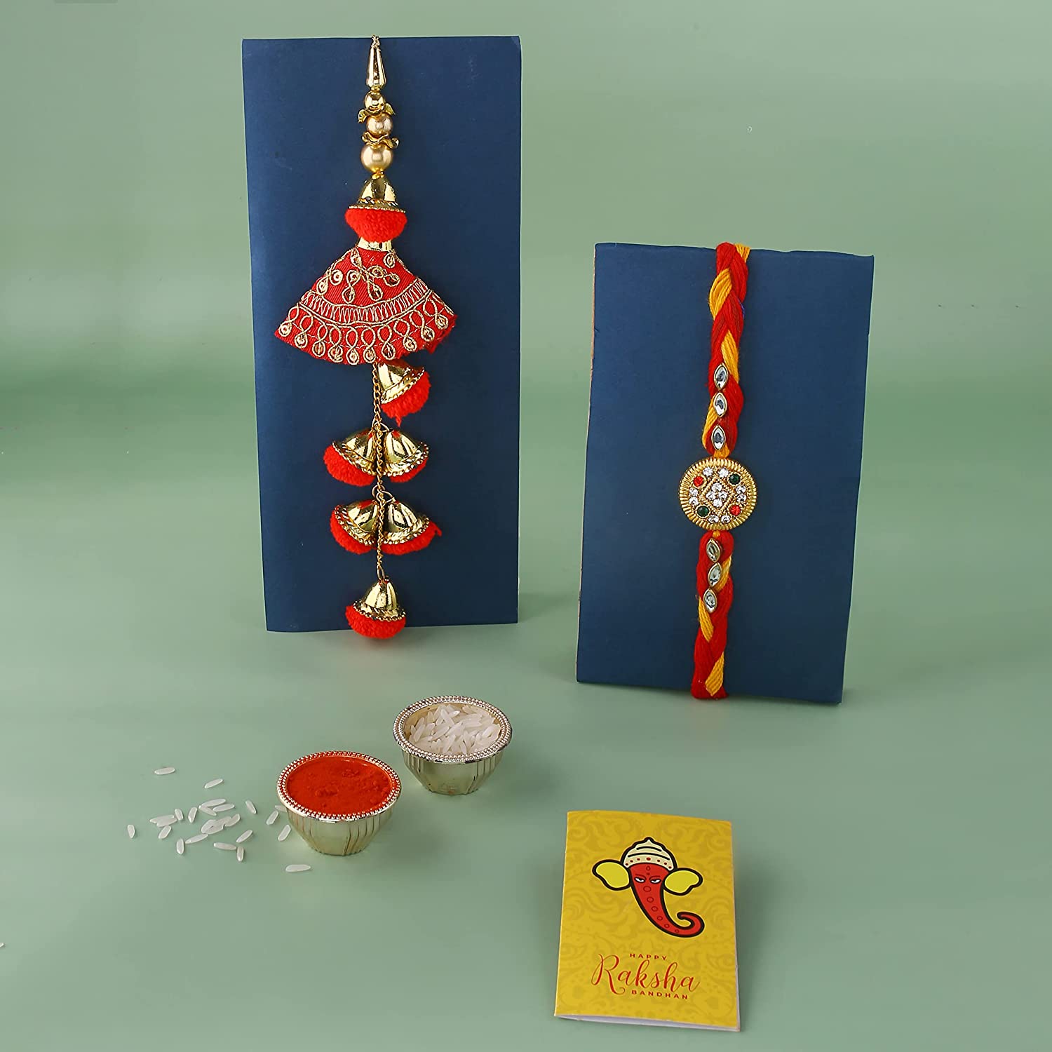 Rakhi for Brother and Bhabhi with Buddha Set of 4 BMAS113-RAKHI133