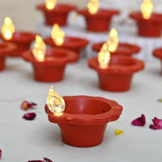 6 Pcs Water Sensor Diya for Home Decoration - Water diyas for Diwali Electric Flameless & Smokeless LED Diya Lights