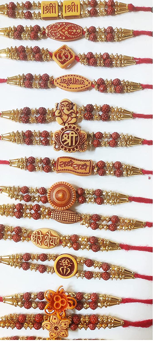 Rakhi Combo set of 12 rakhi for Bhaiya Bhabhi and kids.