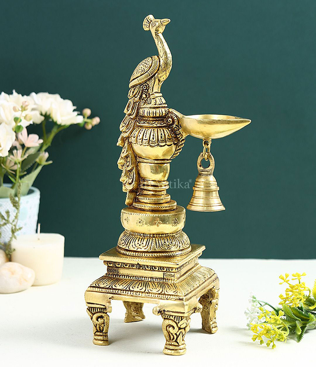 Brass Peacock Decorative Diya For Decoration Dfbs421